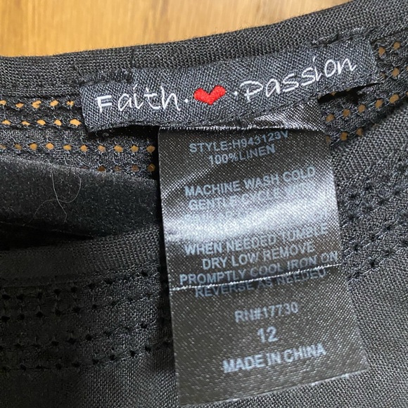 Faith Love Passion Women’s “Little Black Dress” 100% LINEN - SIZE 12 - EUC - Picture 3 of 6